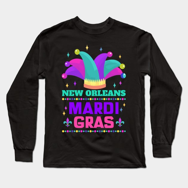 New Orleans Carnival Beads And Blings Party 2022 Mardi Gras Long Sleeve T-Shirt by jodotodesign